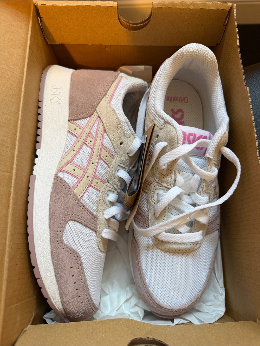 ASICS Beige, Pink & White Sneakers NWT 5.5
